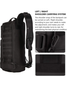 Bolsa de Bandolera Táctica Protector Plus Negra 20L MOLLE 2