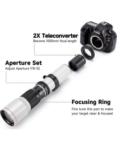 Lente Telefoto Manual OPTURA HD 500mm f/8 para Panasonic 2