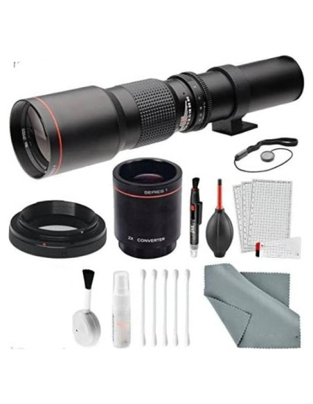 Lente Telefoto 500mm f/8.0 Nikon + Multiplicador 2X + Accesorios