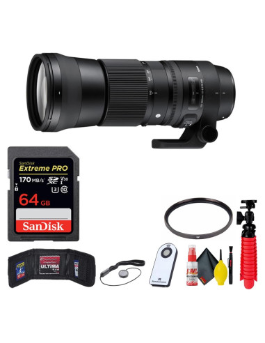 Lente Sigma 150-600mm f/5-6.3 DG OS HSM para Nikon F + Tarjeta SD 64GB