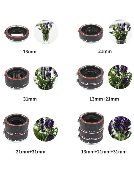 Juego de Tubos de Extensión Macro SHOOT para Canon EOS 13mm 21mm 31mm