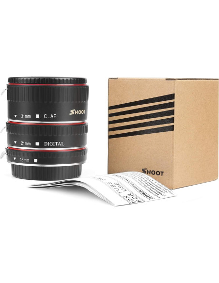 Juego de Tubos de Extensión Macro SHOOT para Canon EOS 13mm 21mm 31mm