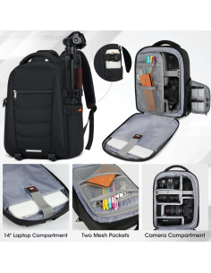 Mochila para cámara SDYSM 5619 Impermeable 30L para DSLR y Laptop 14" 2