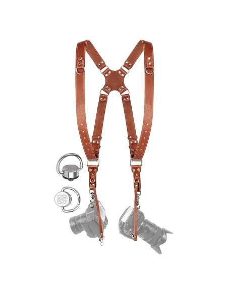 Arnés de cámara doble Pro In Style para 2 cámaras - Cuero marrón