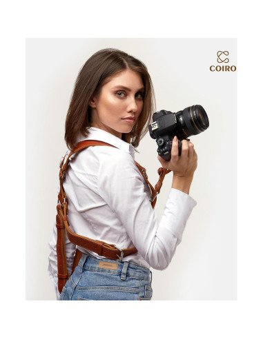 Arnés de cámara doble Pro In Style para 2 cámaras - Cuero marrón