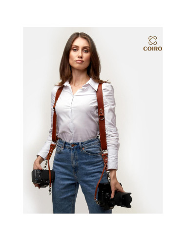 Arnés de cámara doble Pro In Style para 2 cámaras - Cuero marrón