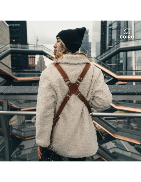 Arnés de cámara doble Pro In Style para 2 cámaras - Cuero marrón