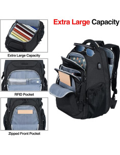 Mochila KROSER para Laptop 46.7 cm con Puerto USB y RFID 2