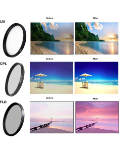 Kit de Filtros de Lente 58mm UV CPL FLD Cardinal Camera 2