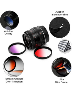 Kit de Filtros de Color Graduados 58mm X-SweetDream 9 Piezas 2