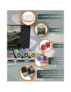 Set de Póker Bullets con 300 Fichas de Plástico y Accesorios 2