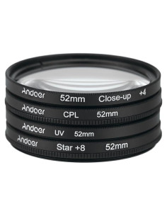 Kit de Filtros Andoer 52mm UV CPL Macro Estrella 8 Puntos