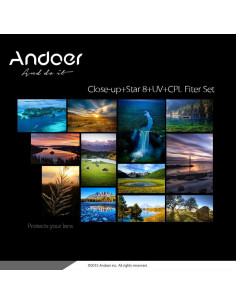 Kit de Filtros Andoer 52mm UV CPL Macro Estrella 8 Puntos 2