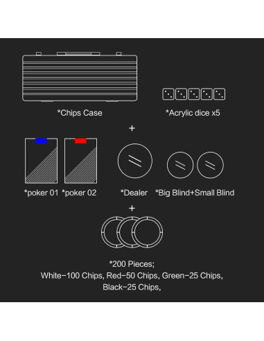 Juego de Fichas de Póker JIESITE 300 PCS 14 Gramos con Estuche