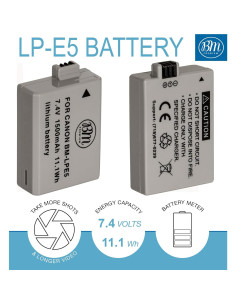 Baterías recargables BM Premium LP-E5 + Cargador para Canon 2