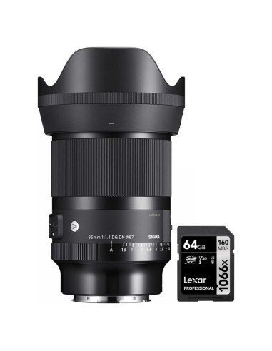 Lente Sigma 35mm F1.4 DG DN Art para Sony E-Mount + Tarjeta 64GB