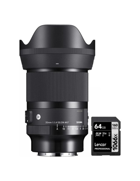Lente Sigma 35mm F1.4 DG DN Art para Sony E-Mount + Tarjeta 64GB