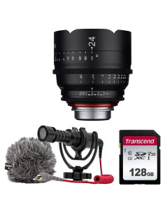 Lente de Cine XEEN 24mm T1.5 Rokinon para Nikon F + Micrófono Rode + Tarjeta 128GB
