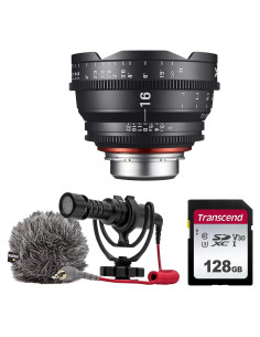Lente de Cine Rokinon XEEN 16mm T2.6 para Sony FE + Micrófono Rode + 128GB