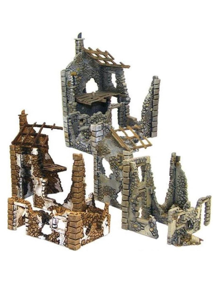 Warlord Games Hamlet en Ruinas 3 Edificios 28mm