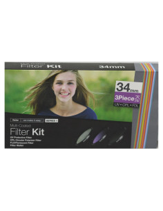 Kit de Filtros 34mm Vivitar VIV-FK3-34 UV CPL FLD con Estuche