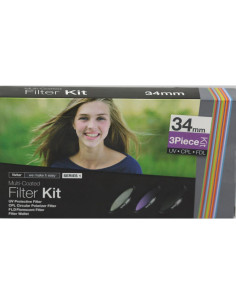 Kit de Filtros 34mm Vivitar VIV-FK3-34 UV CPL FLD con Estuche 2