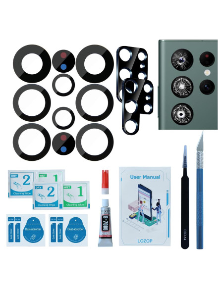 2 Cristales de Lente de Cámara Trasera LOZOP para S22 Ultra