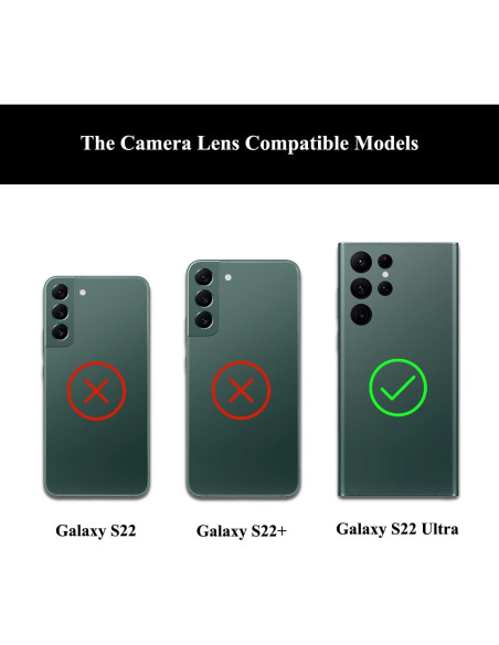 2 Cristales de Lente de Cámara Trasera LOZOP para S22 Ultra