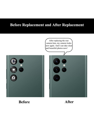 2 Cristales de Lente de Cámara Trasera LOZOP para S22 Ultra