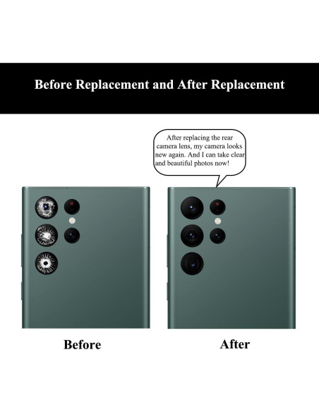 2 Cristales de Lente de Cámara Trasera LOZOP para S22 Ultra