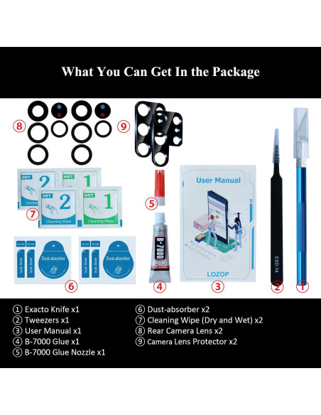 2 Cristales de Lente de Cámara Trasera LOZOP para S22 Ultra