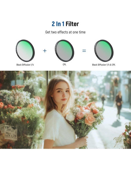 Filtro CPL y Difusión Negra 67mm NEEWER para Smartphones Filtro CPL y Difusión Negra 67mm NEEWER para Smartphones