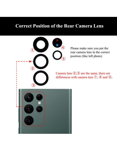 2 Cristales de Lente de Cámara Trasera LOZOP para S22 Ultra
