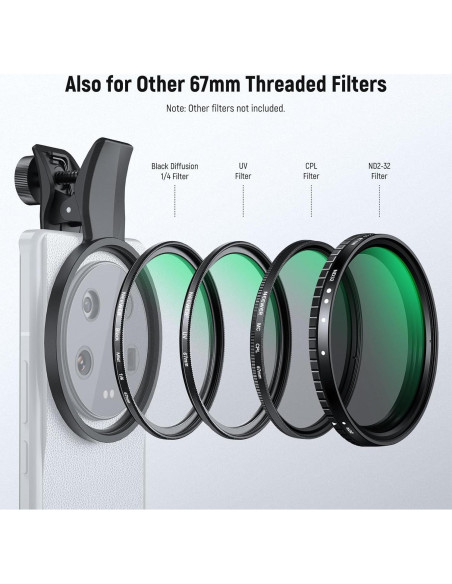 Filtro CPL y Difusión Negra 67mm NEEWER para Smartphones Filtro CPL y Difusión Negra 67mm NEEWER para Smartphones