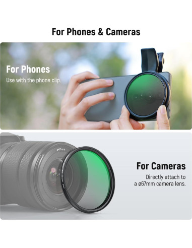 Filtro CPL y Difusión Negra 67mm NEEWER para Smartphones