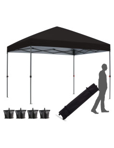 Carpa Plegable HLong 3x3m Negra con Accesorios y Ruedas
