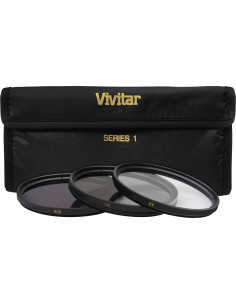 Kit de Filtros 55mm Vivitar UV CPL ND8 + Capucha y Limpiador 2