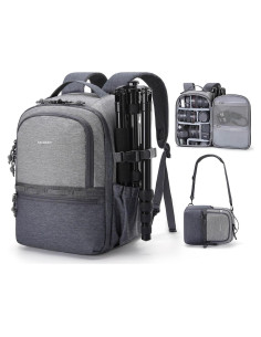 Mochila para Cámara BAGSMART Gris 2 en 1 para DSLR y iPad