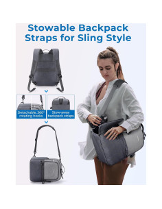 Mochila para Cámara BAGSMART Gris 2 en 1 para DSLR y iPad 2