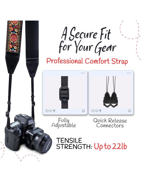 Correa de Cámara Art Tribute Roja Vintage Universal 83.82-154.94 cm