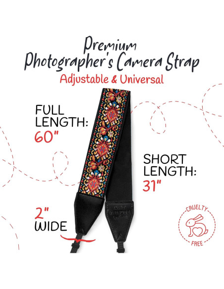 Correa de Cámara Art Tribute Roja Vintage Universal 83.82-154.94 cm