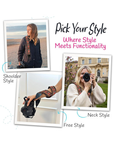 Correa de Cámara Art Tribute Roja Vintage Universal 83.82-154.94 cm