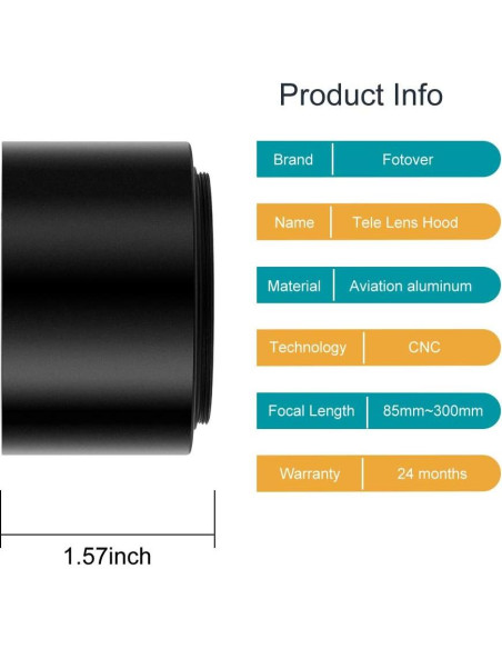 Capucha de Lente Tele 62mm Metal X-SweetDream + Tapa 67mm