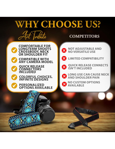 Correa de Cámara Art Tribute Roja Vintage Universal 83.82-154.94 cm