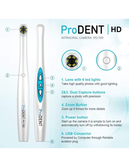 Cámara Intraoral HD ProDENT PD760 USB Compatible Software