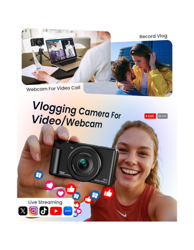 Cámara Digital Jexylon FC003 5K 64MP Zoom 18X Pantalla 3"