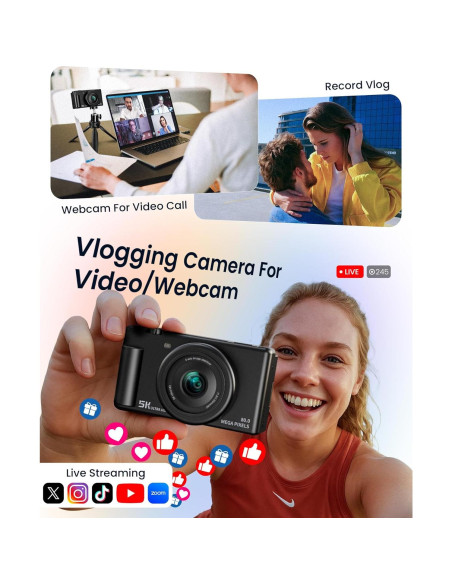 Cámara Digital Jexylon FC003 5K 64MP Zoom 18X Pantalla 3" Cámara Digital Jexylon FC003 5K 64MP Zoom 18X Pantalla 3"