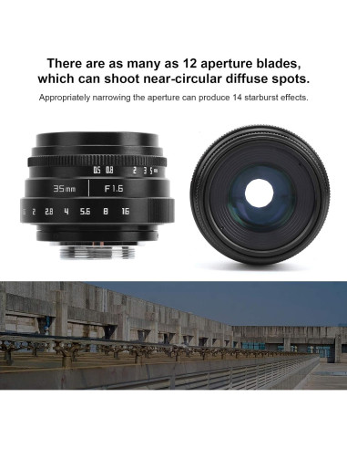 Lente Goshyda 35mm F1.6 Montura C Manual Vidrio Óptico