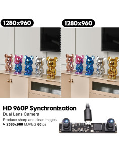 Cámara Estéreo 3D SVPRO 960P USB 2.0 Lentes Duales 60FPS 2