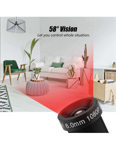 Lente de Cámara CCTV Diyeeni 6mm 2MP Visión Nocturna IR